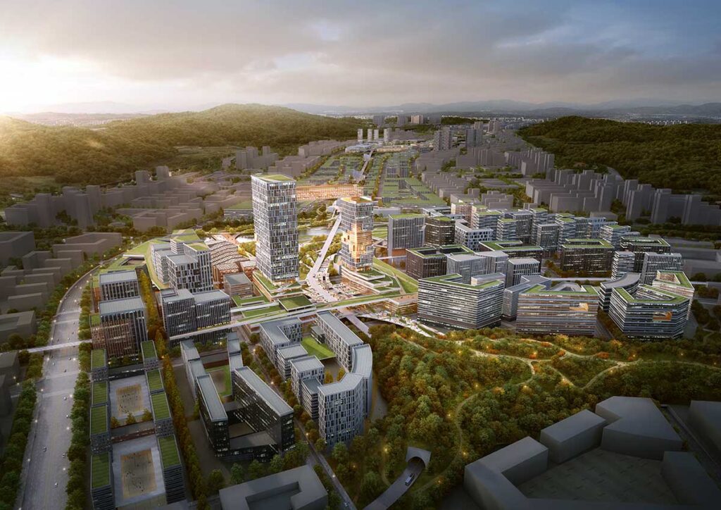 남양주 왕숙신도시 첨단산업단지 조감도, 우리금융 디지털 유니버스 유치 및 제2판교 미래 예상도