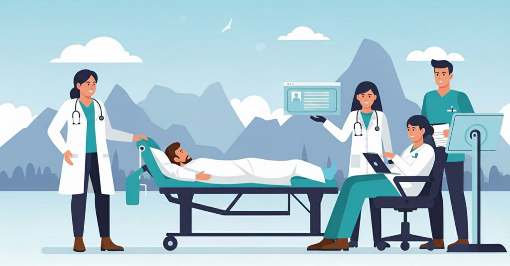 남양주시의 지속가능한 상급종합병원 유치 전략을 상징하는 의료진 일러스트