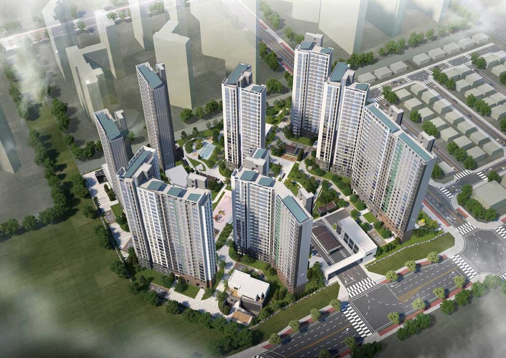 남양주 9호선 시대를 기다리는 3기 신도시 남양주 왕숙 지구의 아파트 단지 완공 예상 조감도. 9호선 급행역 중심의 편리한 교통 환경이 신도시 성공의 전제 조건이다.